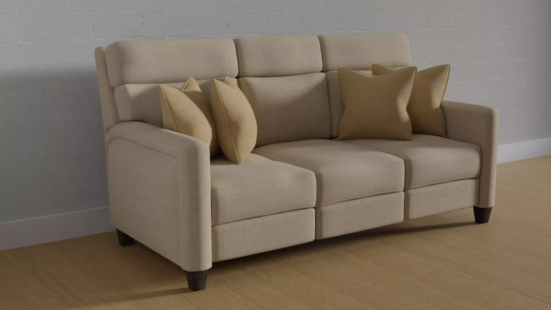 Sofa 3 Seater - v1 Low-poly 3D model_0