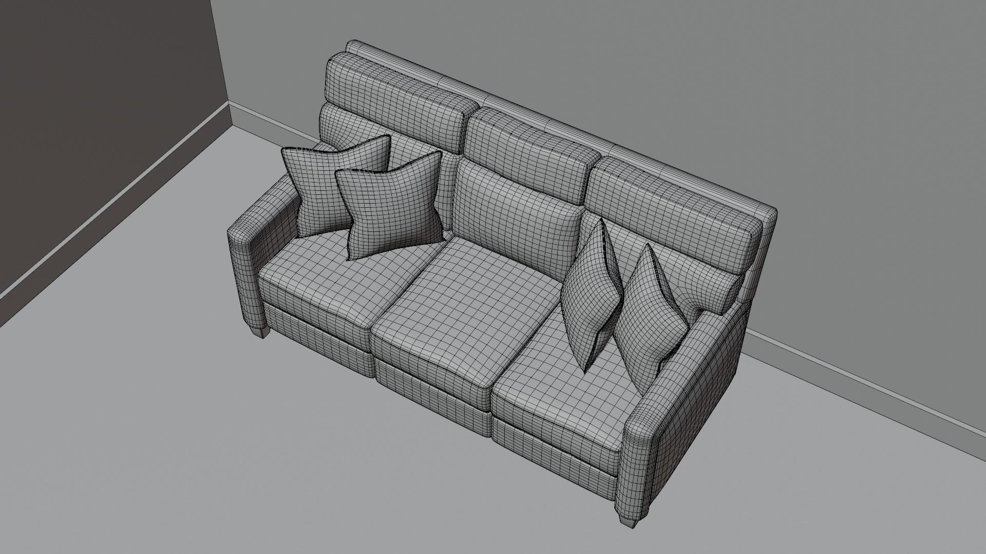 Sofa 3 Seater - v1 Low-poly 3D model_3