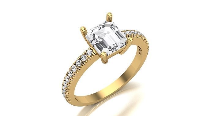 Women Emerald Engagement Ring 3D print model
