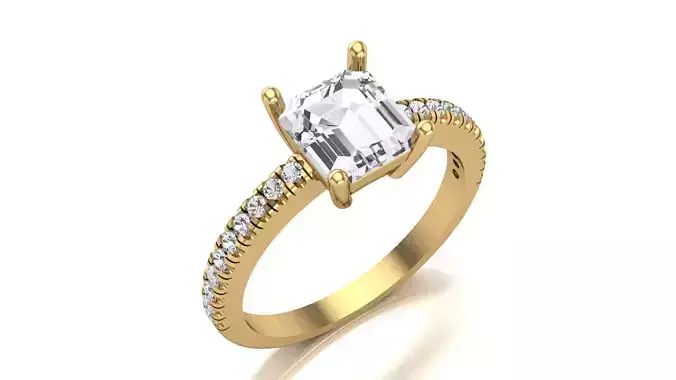 Women Emerald Engagement Ring STL 3D Model Jewelry Design