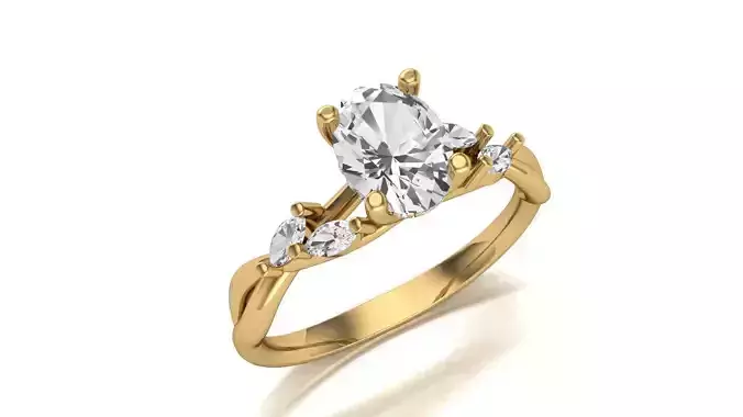 Oval Engagement Ring STL 3D Model for Jewelry Design