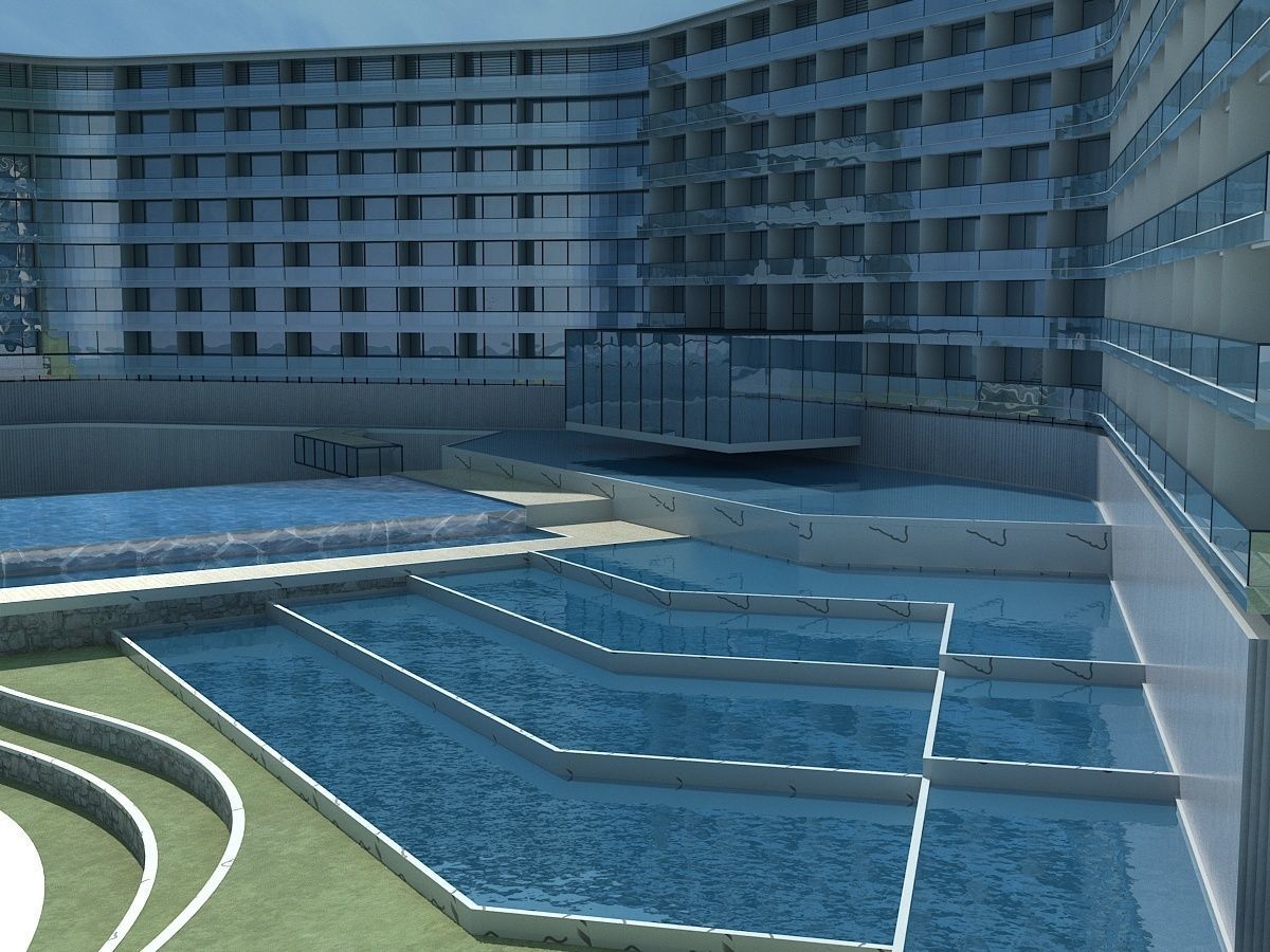 Beachfront Hotel 1 3D model_9