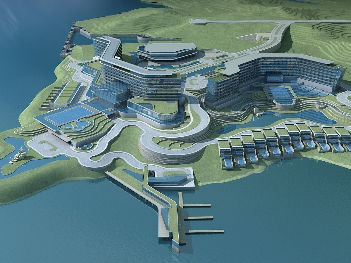 Beachfront Hotel 1 3D model_1
