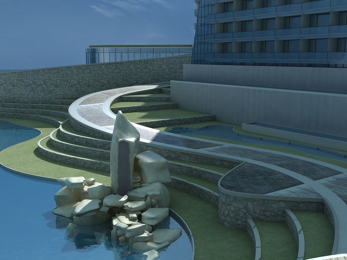 Beachfront Hotel 1 3D model_11