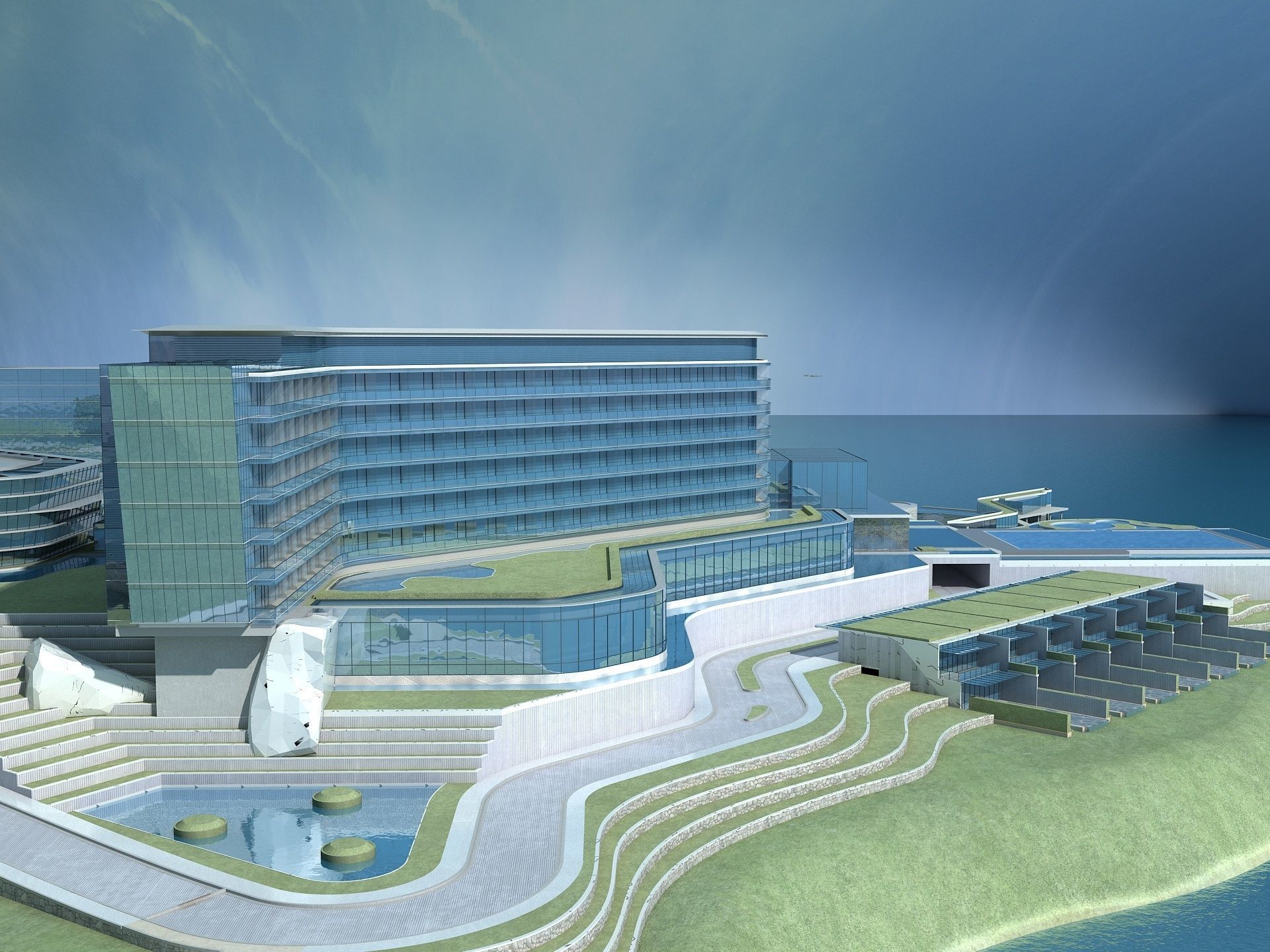 Beachfront Hotel 1 3D model_5
