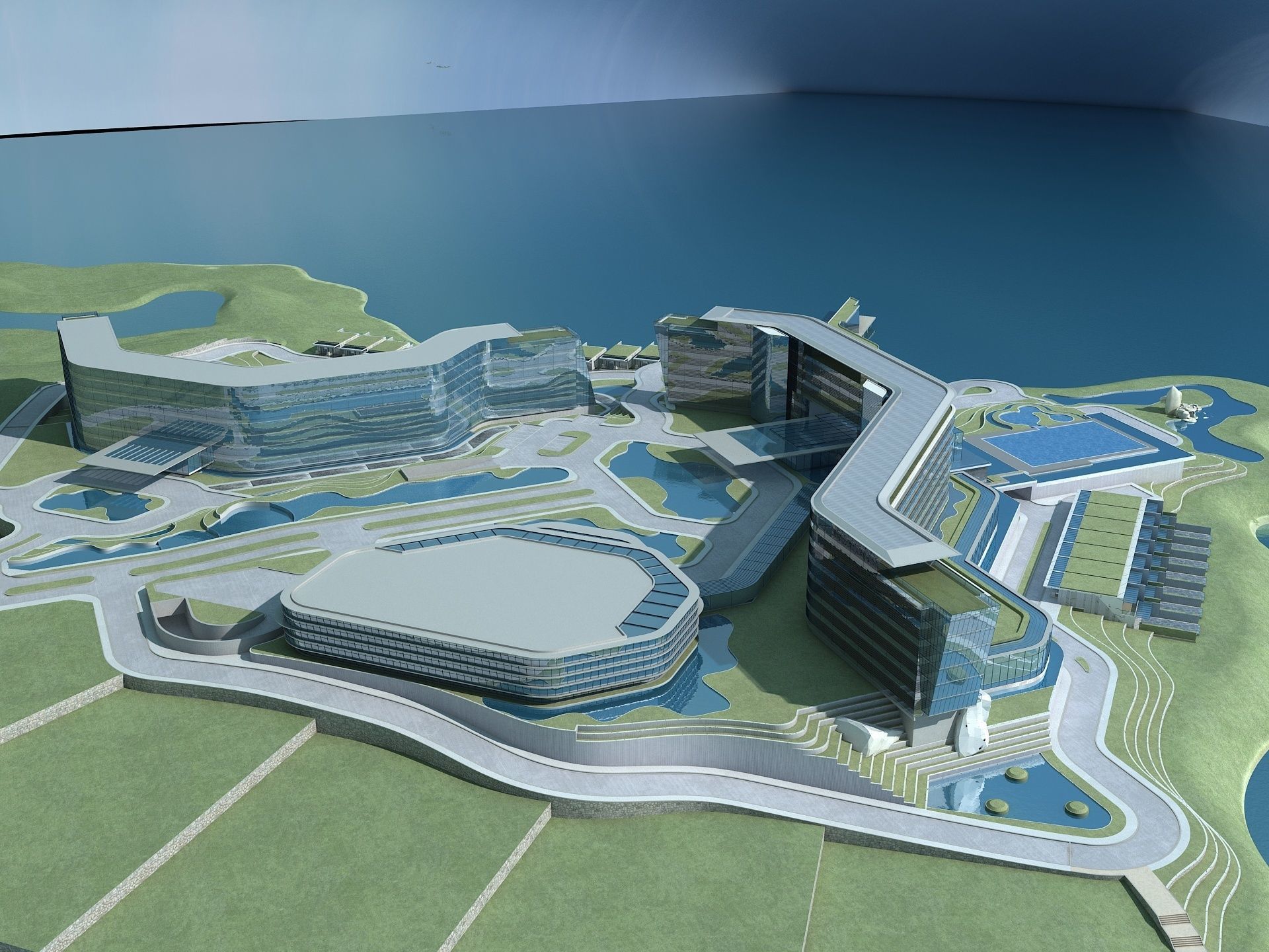 Beachfront Hotel 1 3D model_2