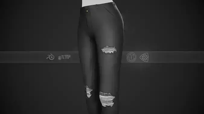 Female Black Ripped Jeans Pants Style 2 