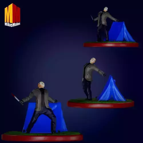 Jason Voorhees campsite diorama 3D print model