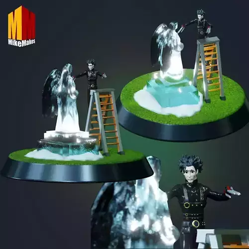 Edward Scissorhands ice sculpture diorama 3D print model