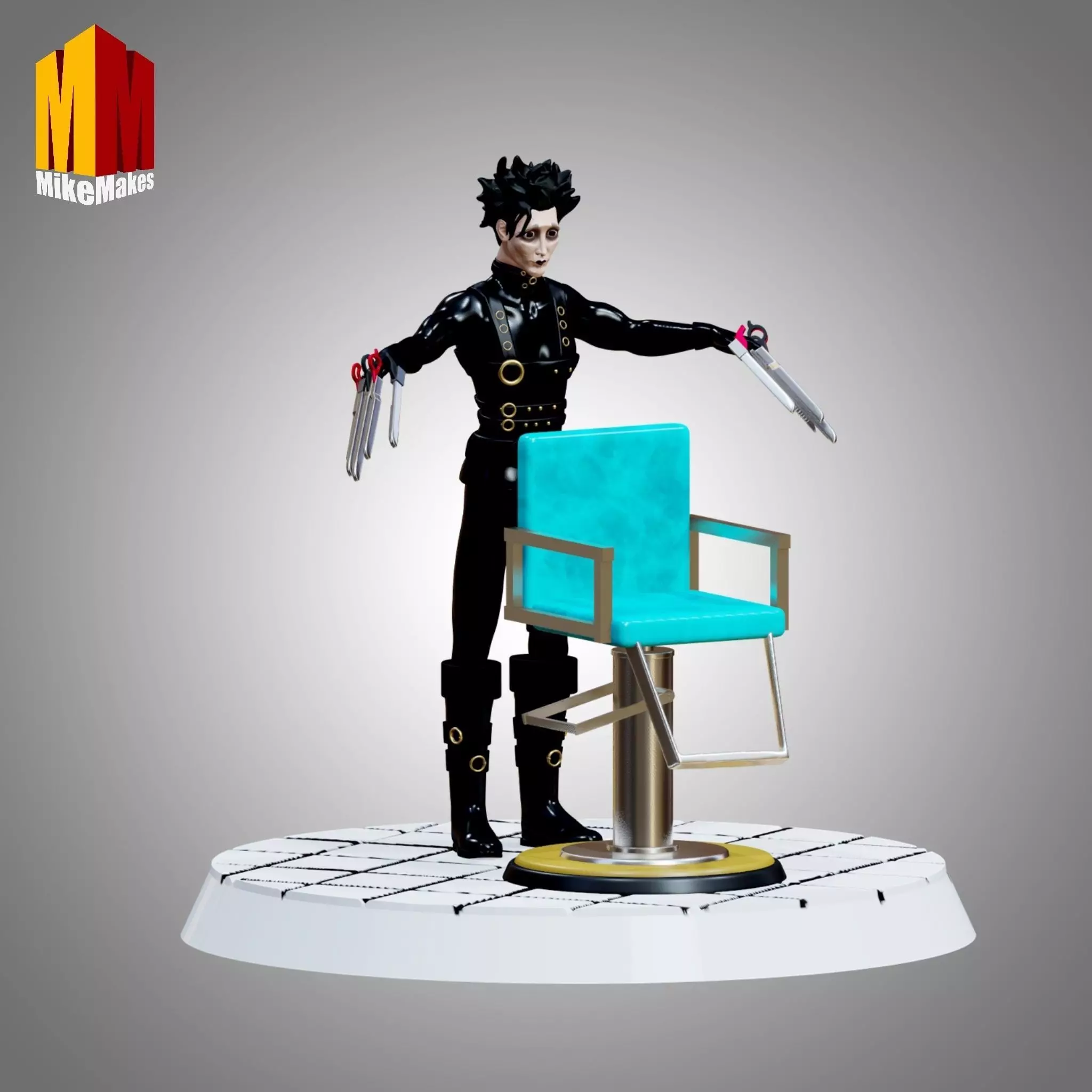 Edward Scissorhands barbershop diorama 3D print model_0