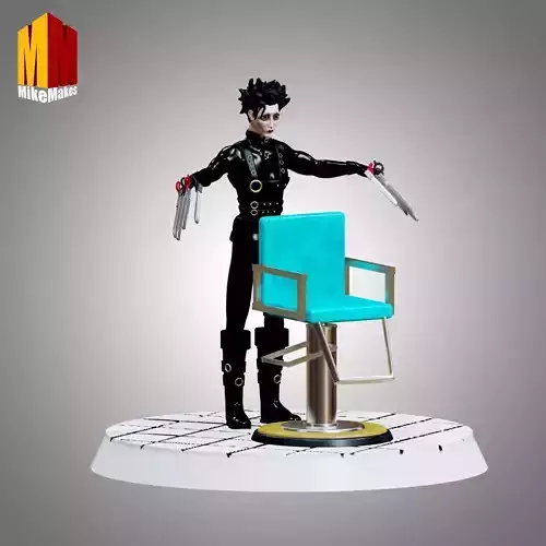 Edward Scissorhands barbershop diorama 3D print model