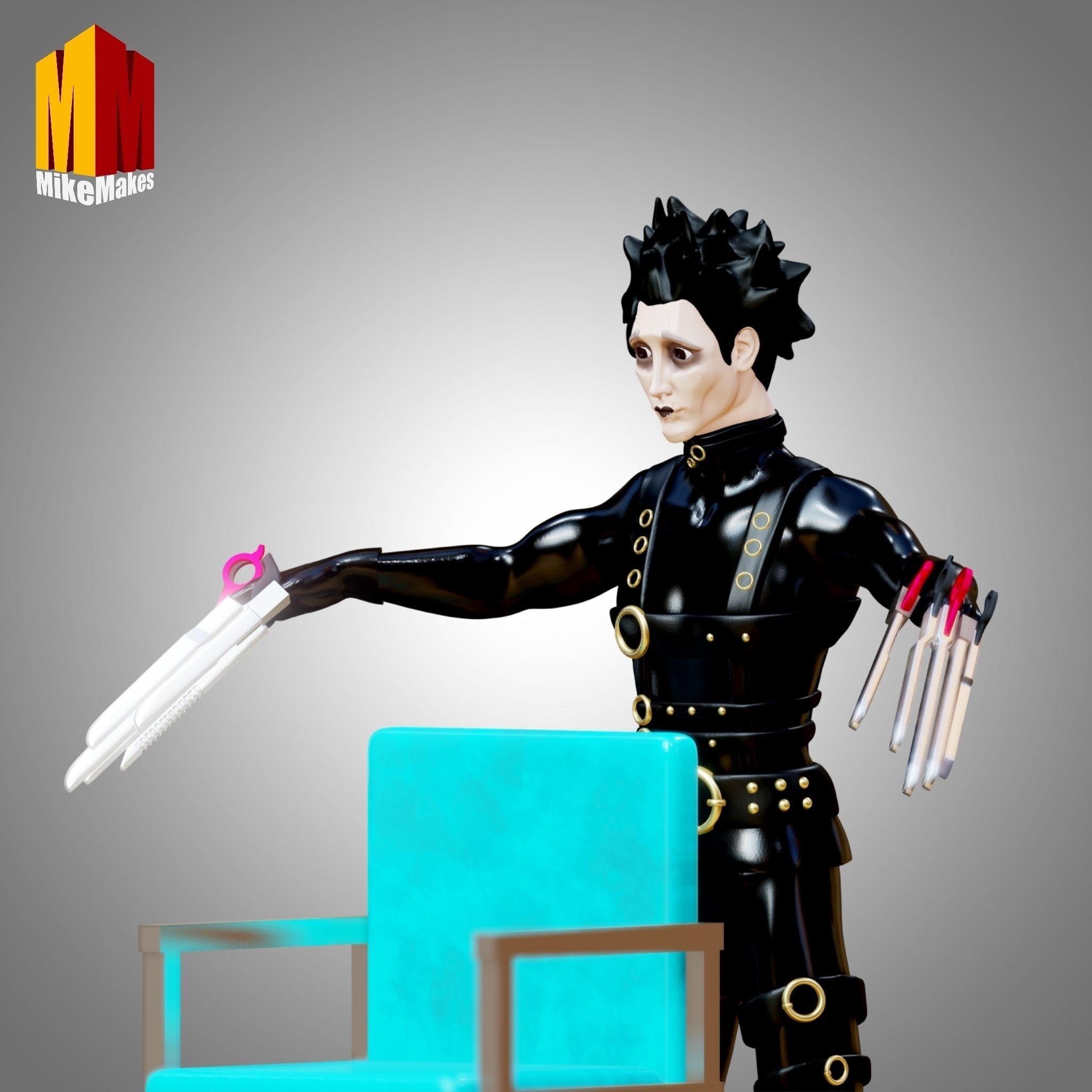 Edward Scissorhands barbershop diorama 3D print model_1