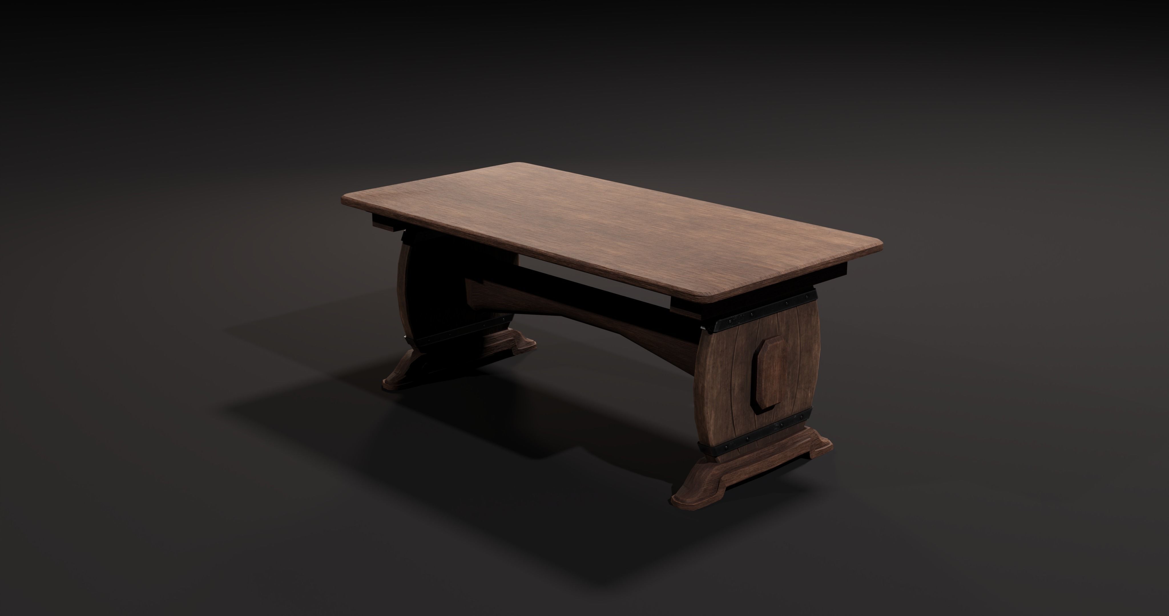 Barrel wooden table Low-poly 3D model_3