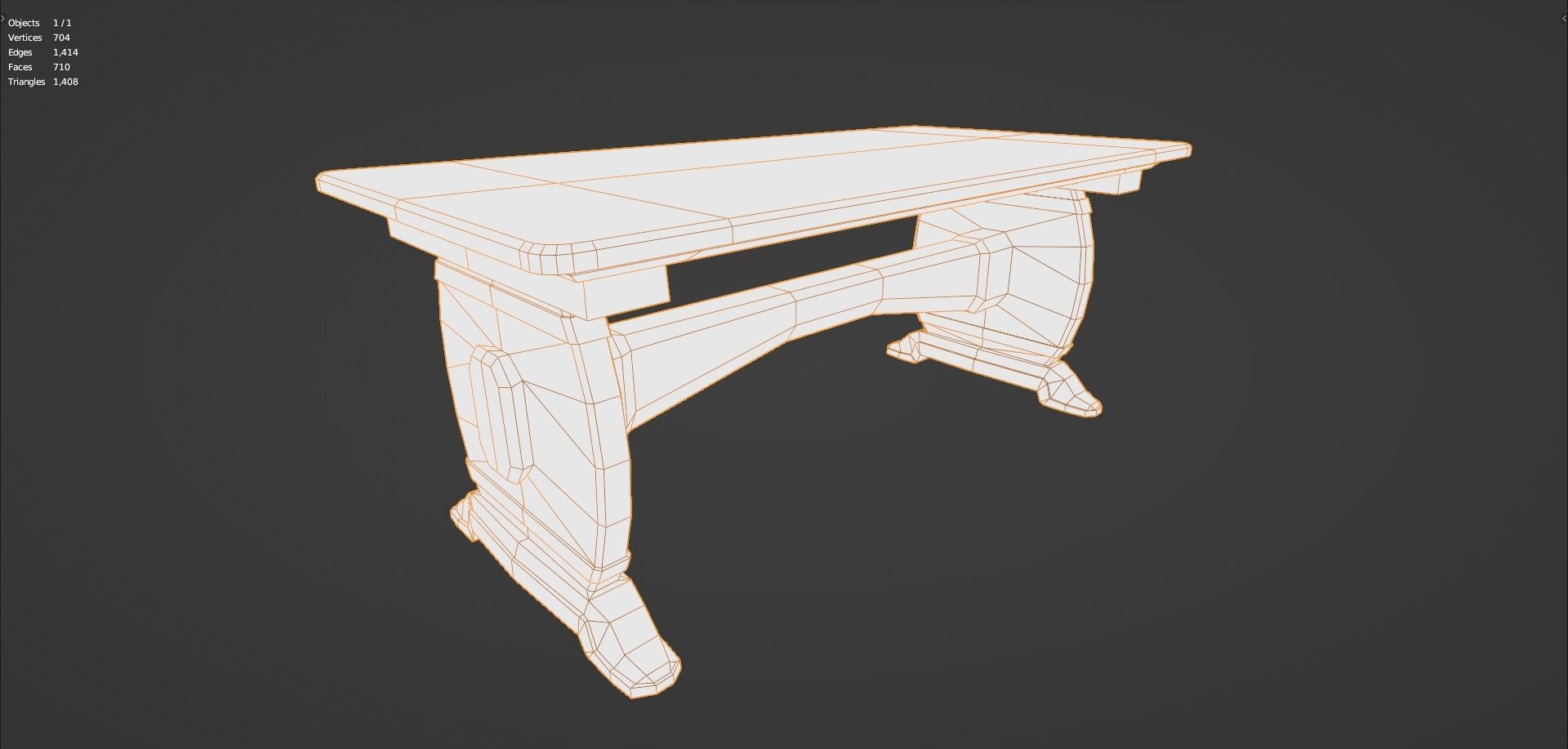 Barrel wooden table Low-poly 3D model_10