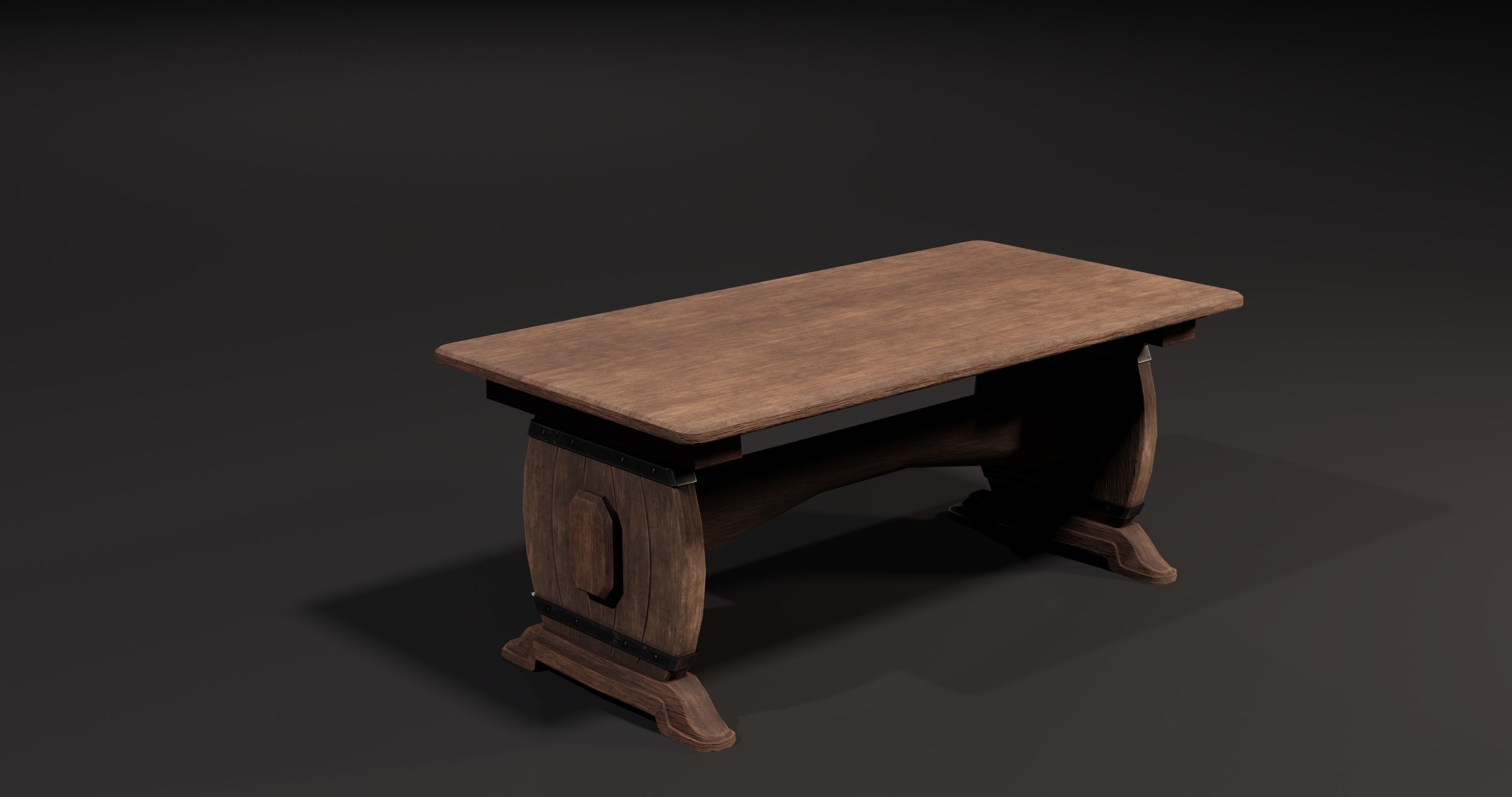 Barrel wooden table Low-poly 3D model_2
