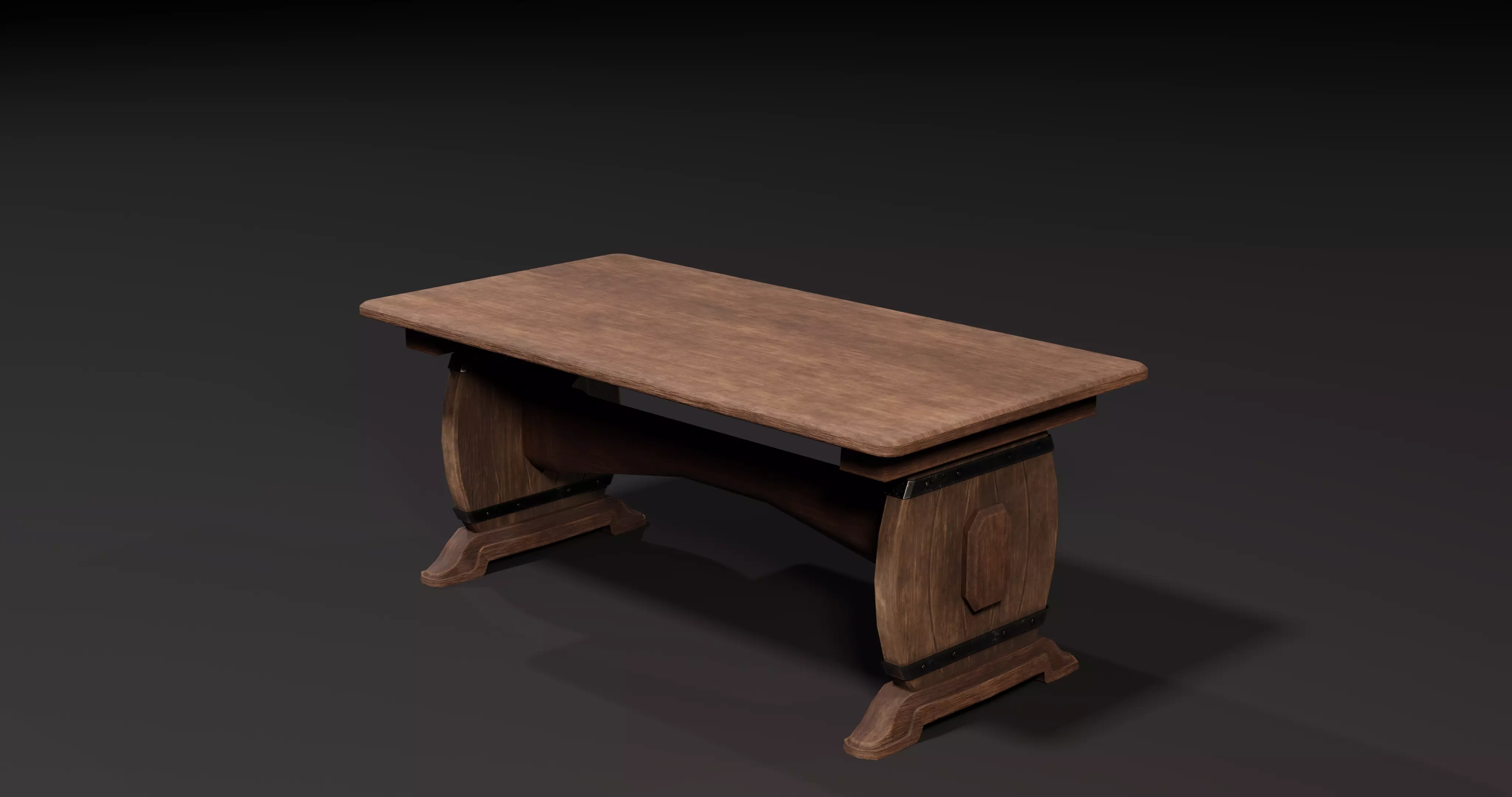Barrel wooden table Low-poly 3D model_0