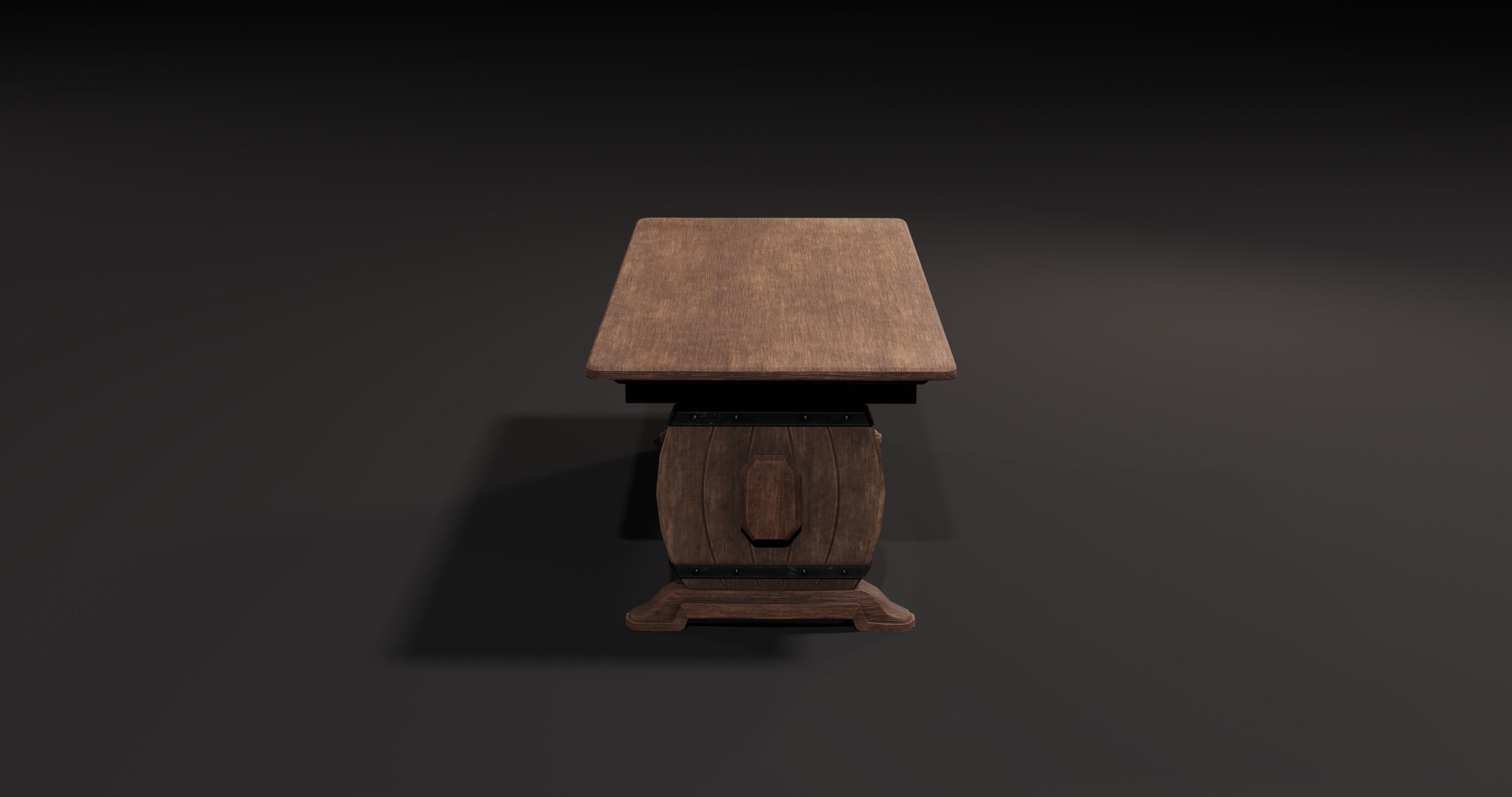 Barrel wooden table Low-poly 3D model_4