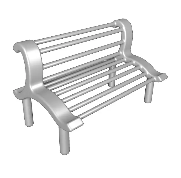 Steel Bench 3D model_0