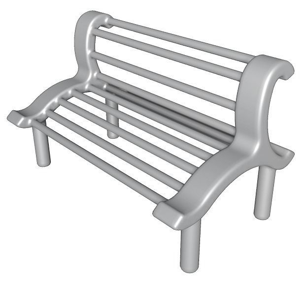 Steel Bench 3D model_1