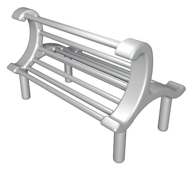 Steel Bench 3D model_2
