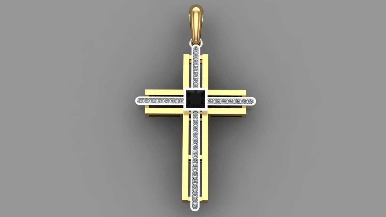 christian cross necklace 3D print model_1