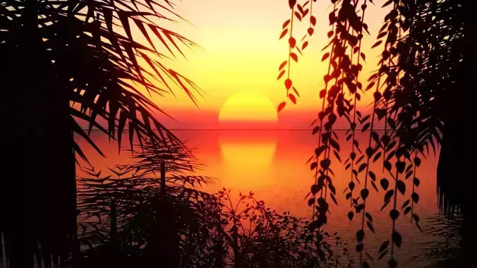 Sunset Render over water 3D model