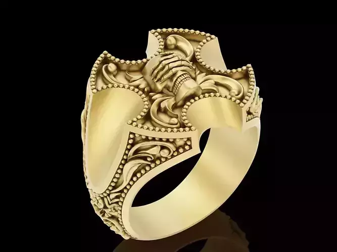 Skull ring silver gold  printable jewelry 3D model