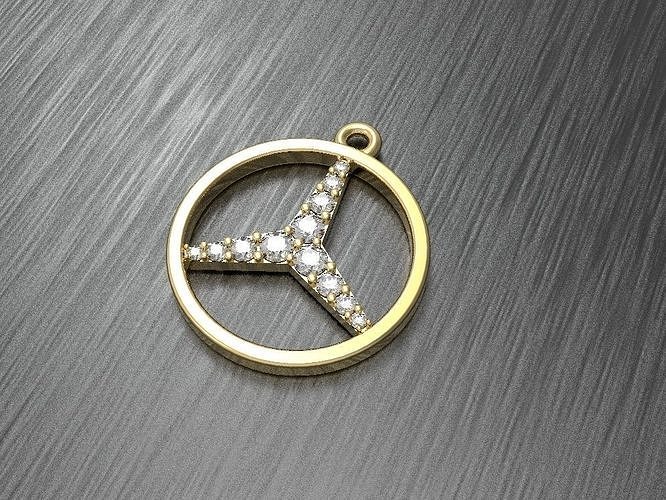 keychain mercedes benz emblem pendant 3D print model
