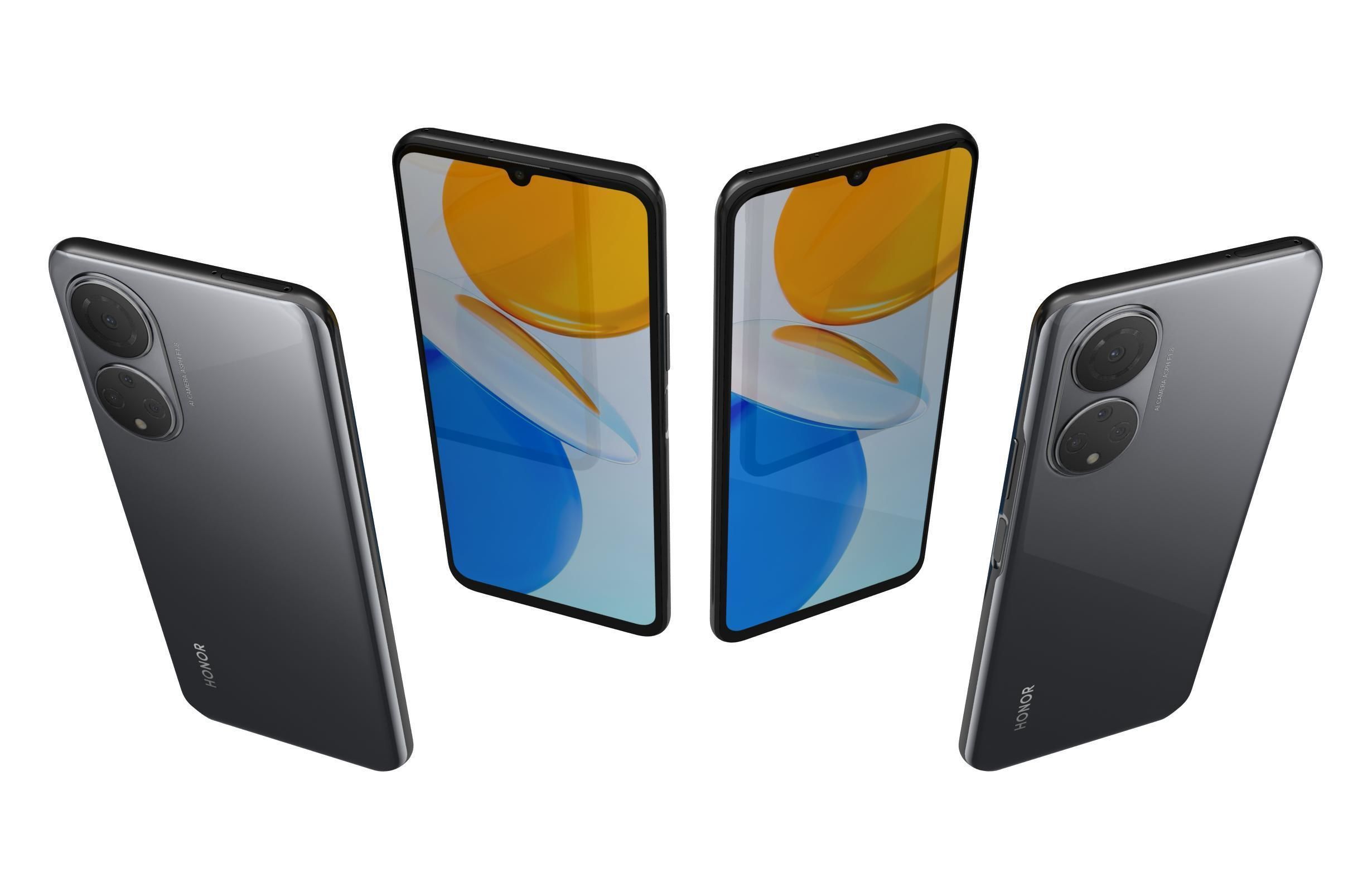 Honor X7 Black Low-poly 3D model_4