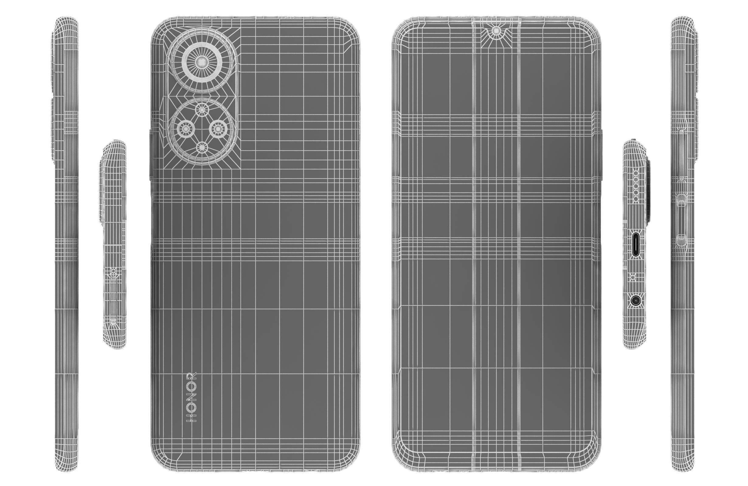 Honor X7 Black Low-poly 3D model_16