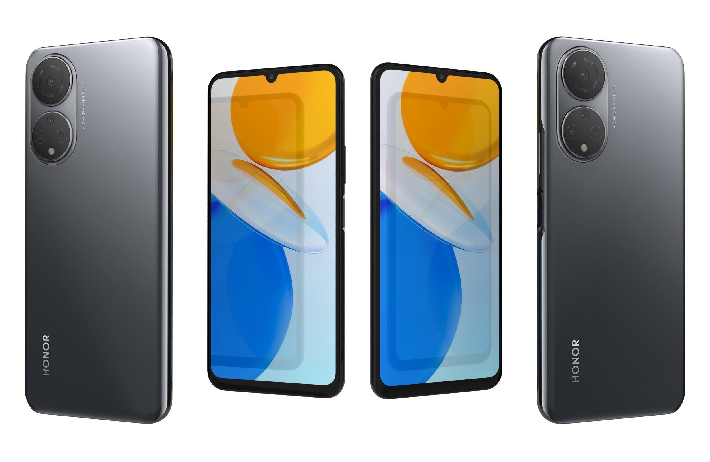 Honor X7 Black Low-poly 3D model_3