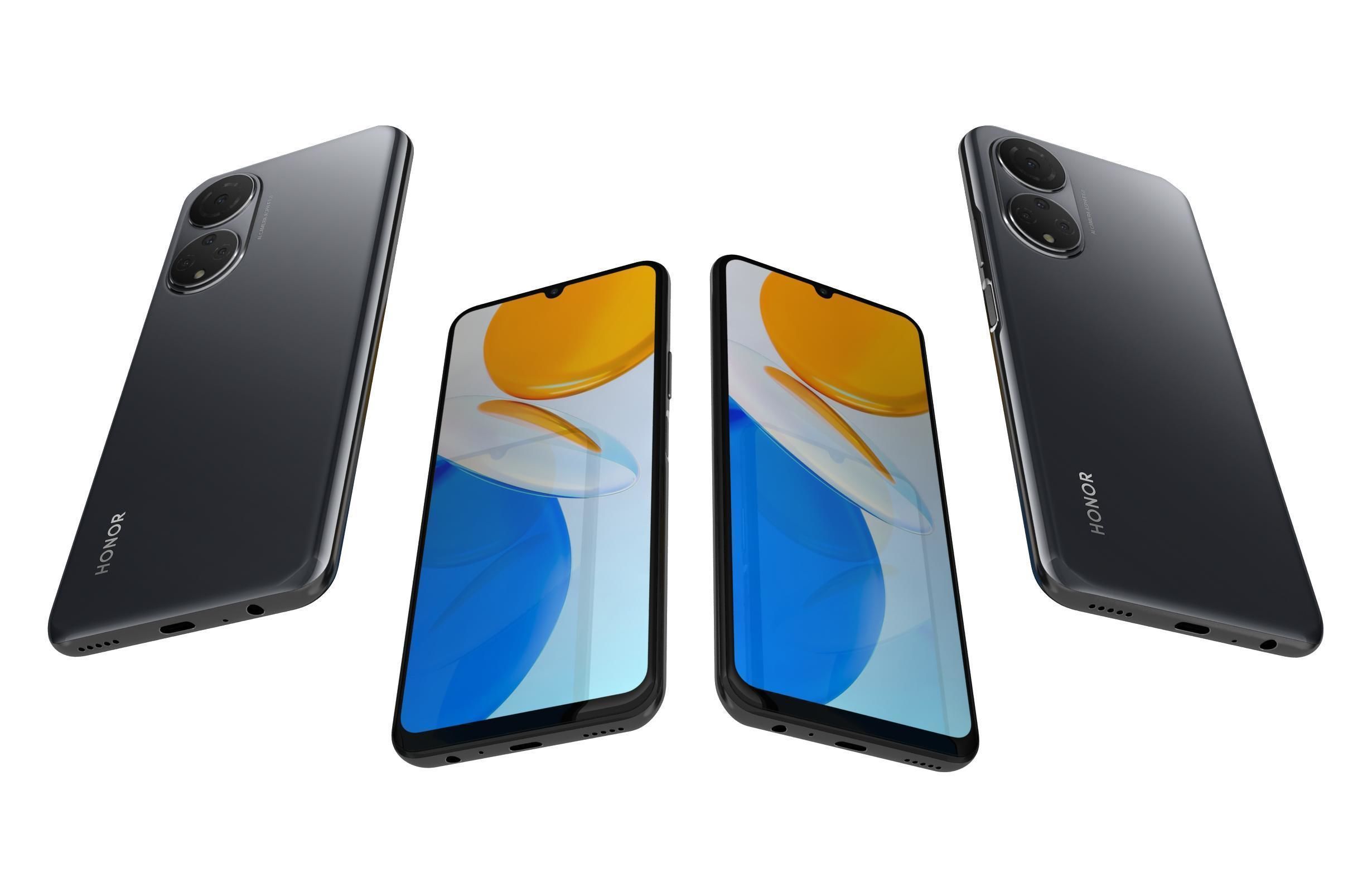 Honor X7 Black Low-poly 3D model_5