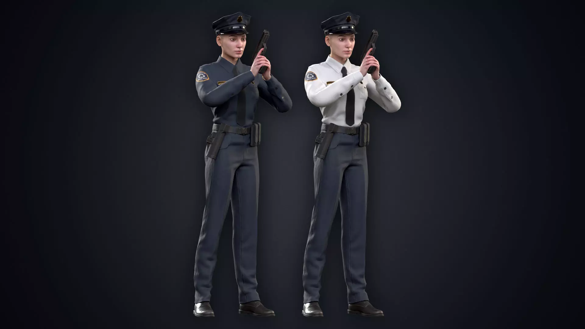 Female Police Officer Low-poly 3D model_0