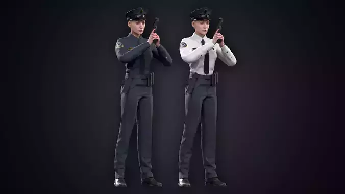 Female Police Officer Low-poly 3D model