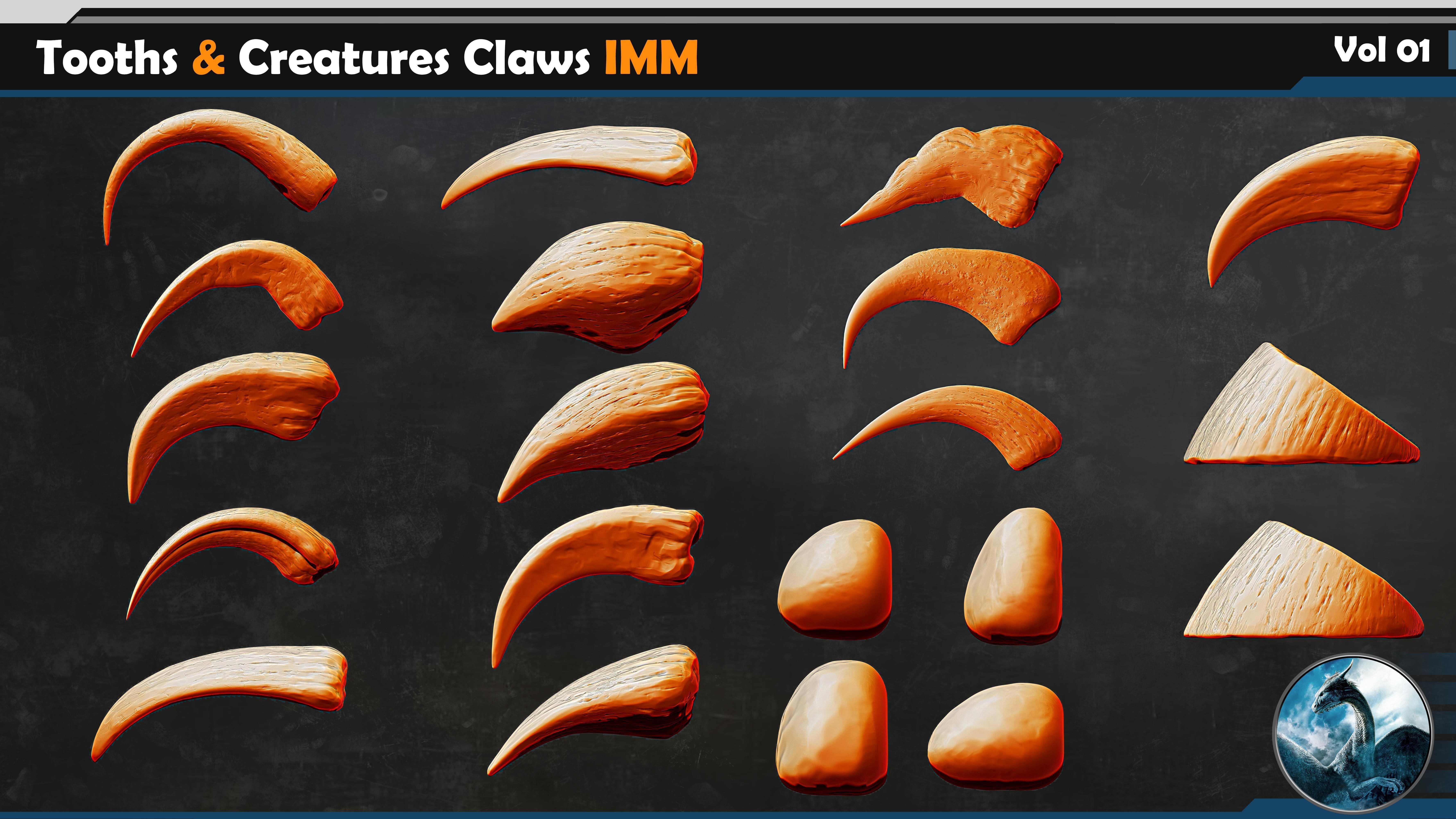 50 Horns Antlers IMM - Horn Sockets VDM Vol 01 Low-poly 3D model_13