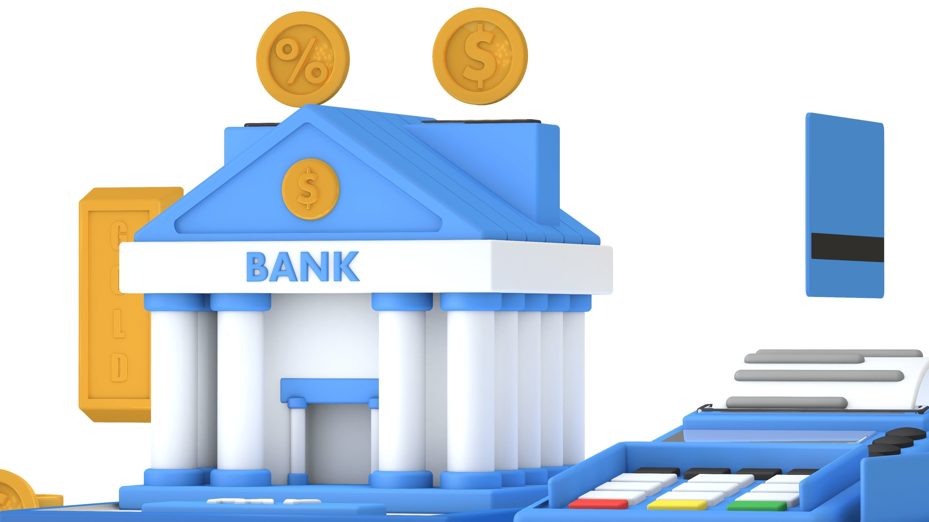 Bank Terminal Finance Low Poly Animated Low-poly 3D model_7