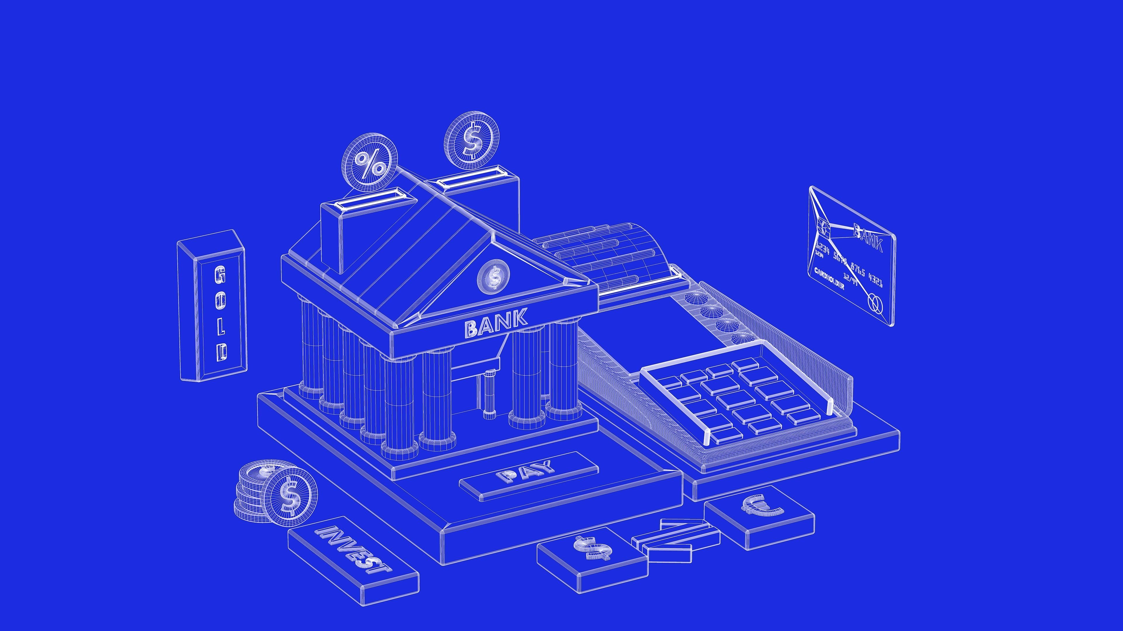 Bank Terminal Finance Low Poly Animated Low-poly 3D model_8