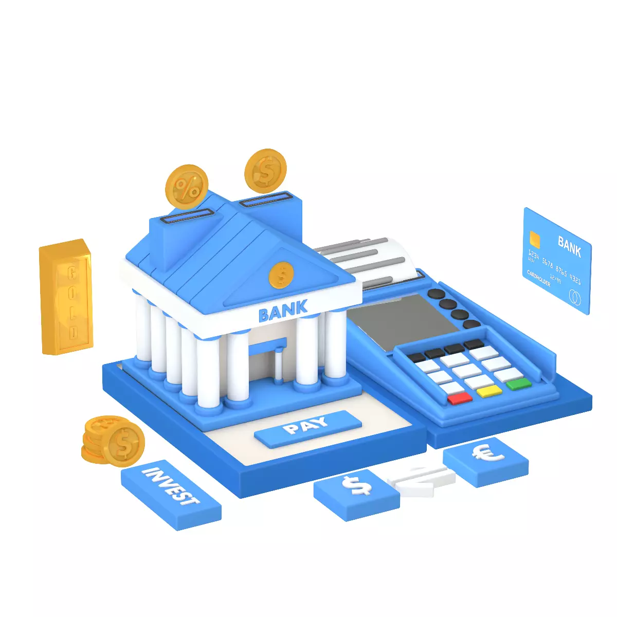Bank Terminal Finance Low Poly Animated Low-poly 3D model_0