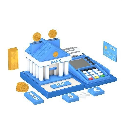 Bank Terminal Finance Low Poly Animated Low-poly 3D model