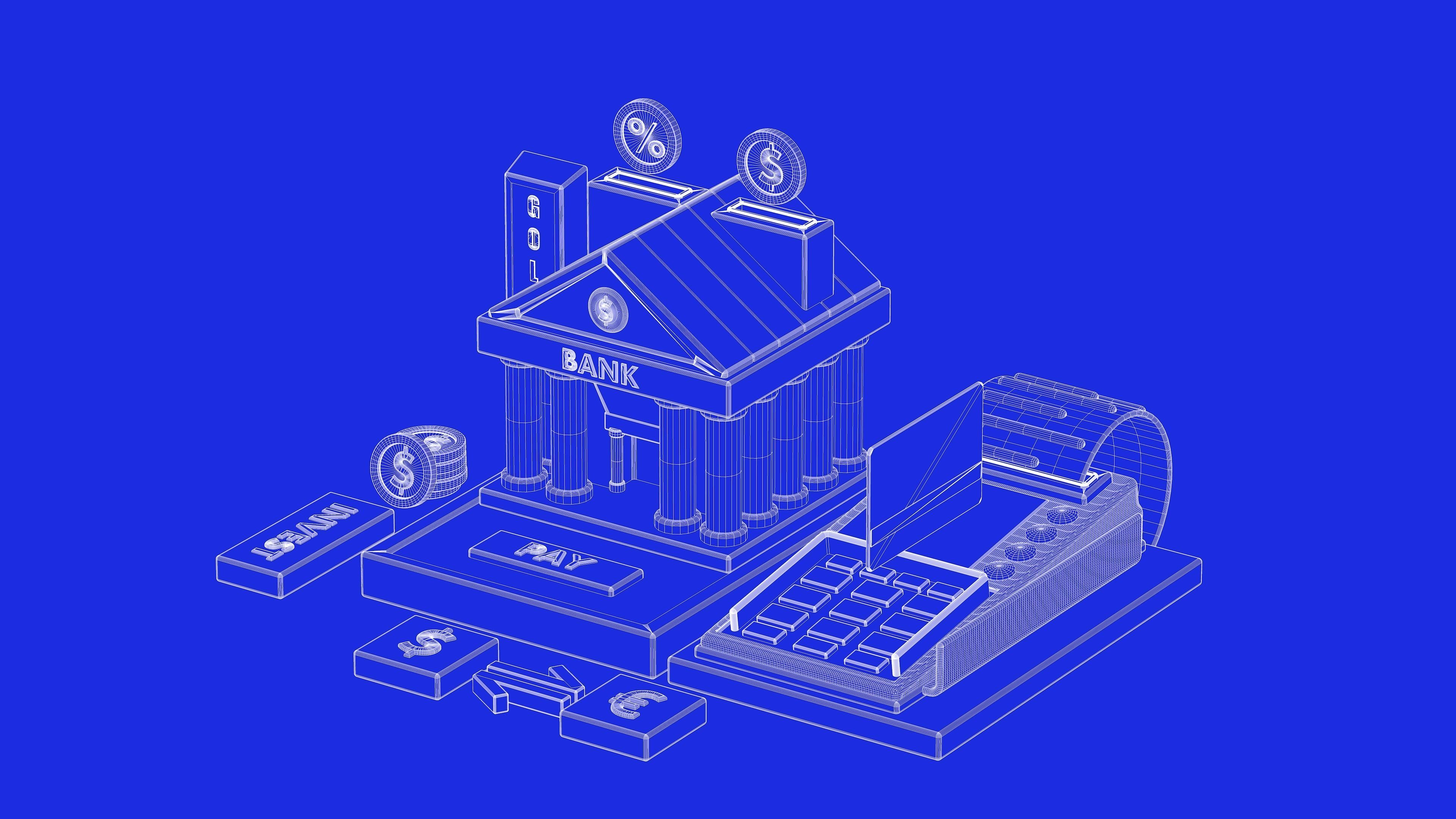 Bank Terminal Finance Low Poly Animated Low-poly 3D model_9