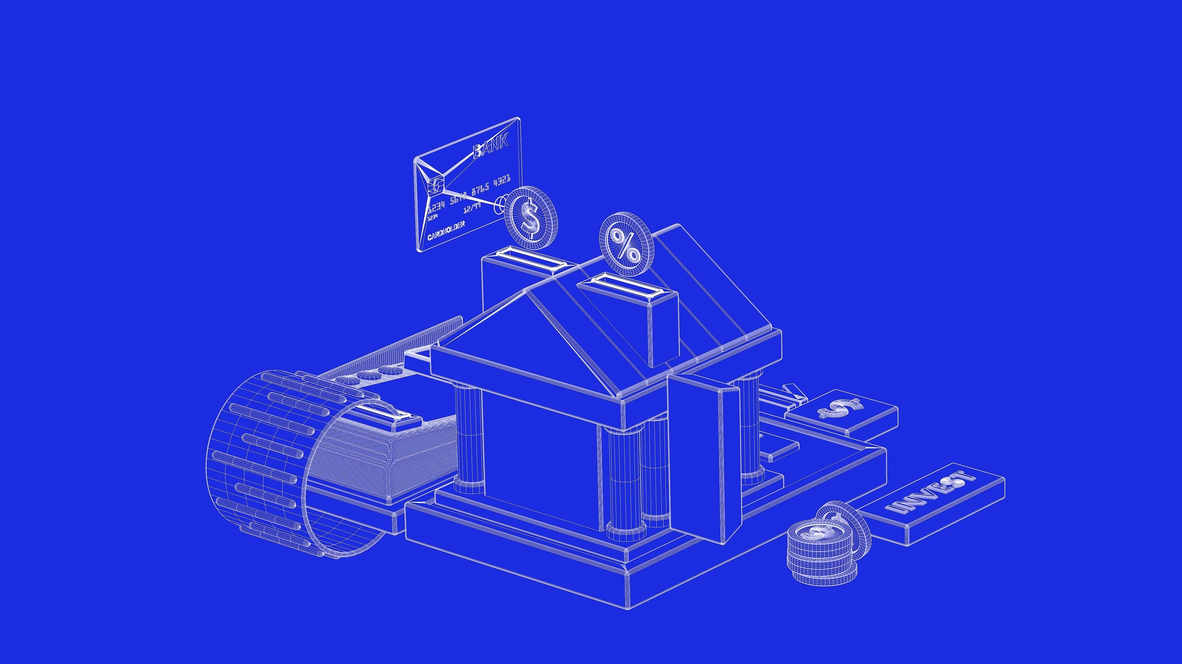 Bank Terminal Finance Low Poly Animated Low-poly 3D model_10