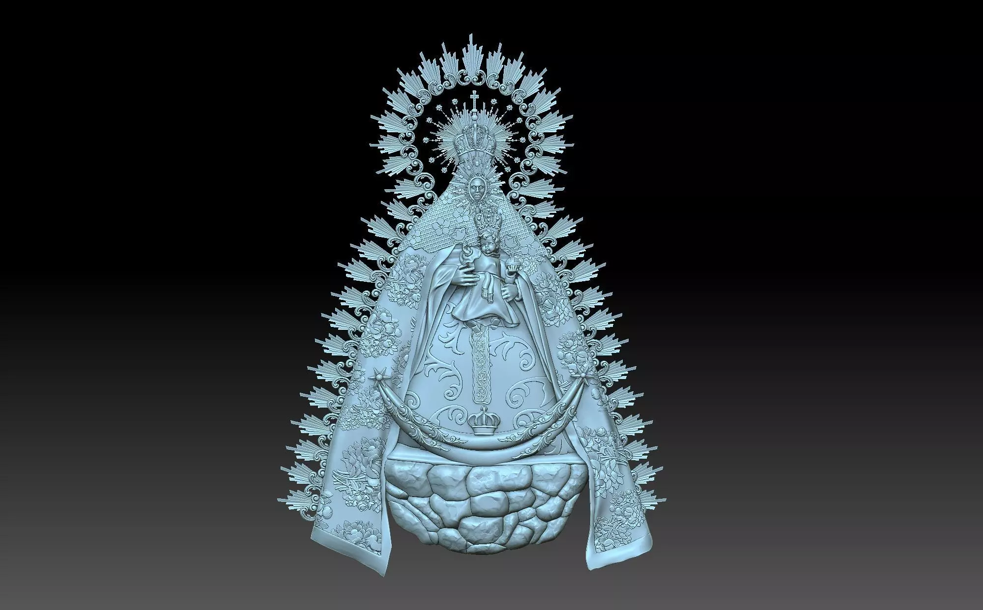 the Virgin Mary and Jesus 3D print model_0
