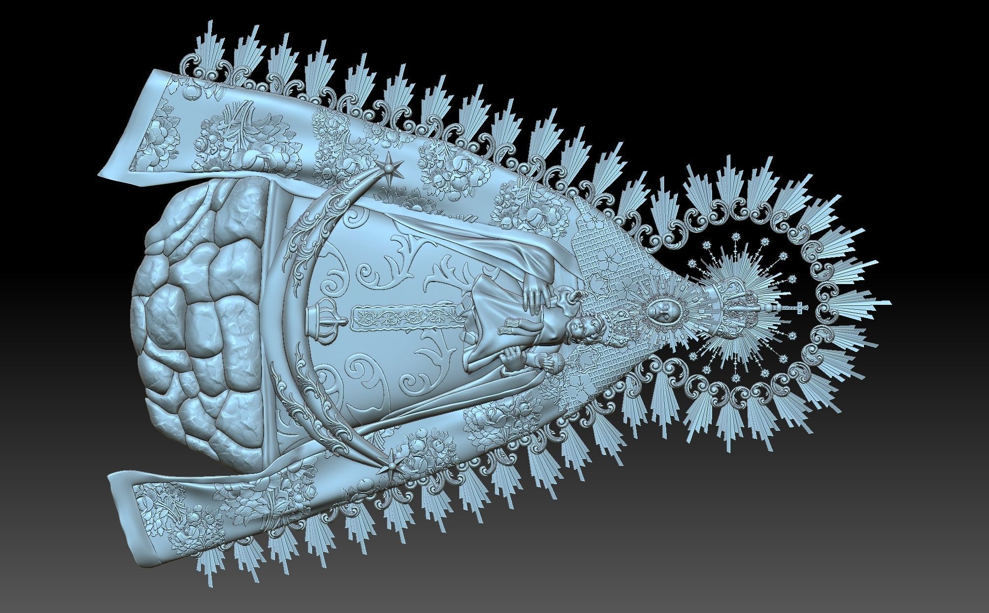 the Virgin Mary and Jesus 3D print model_7