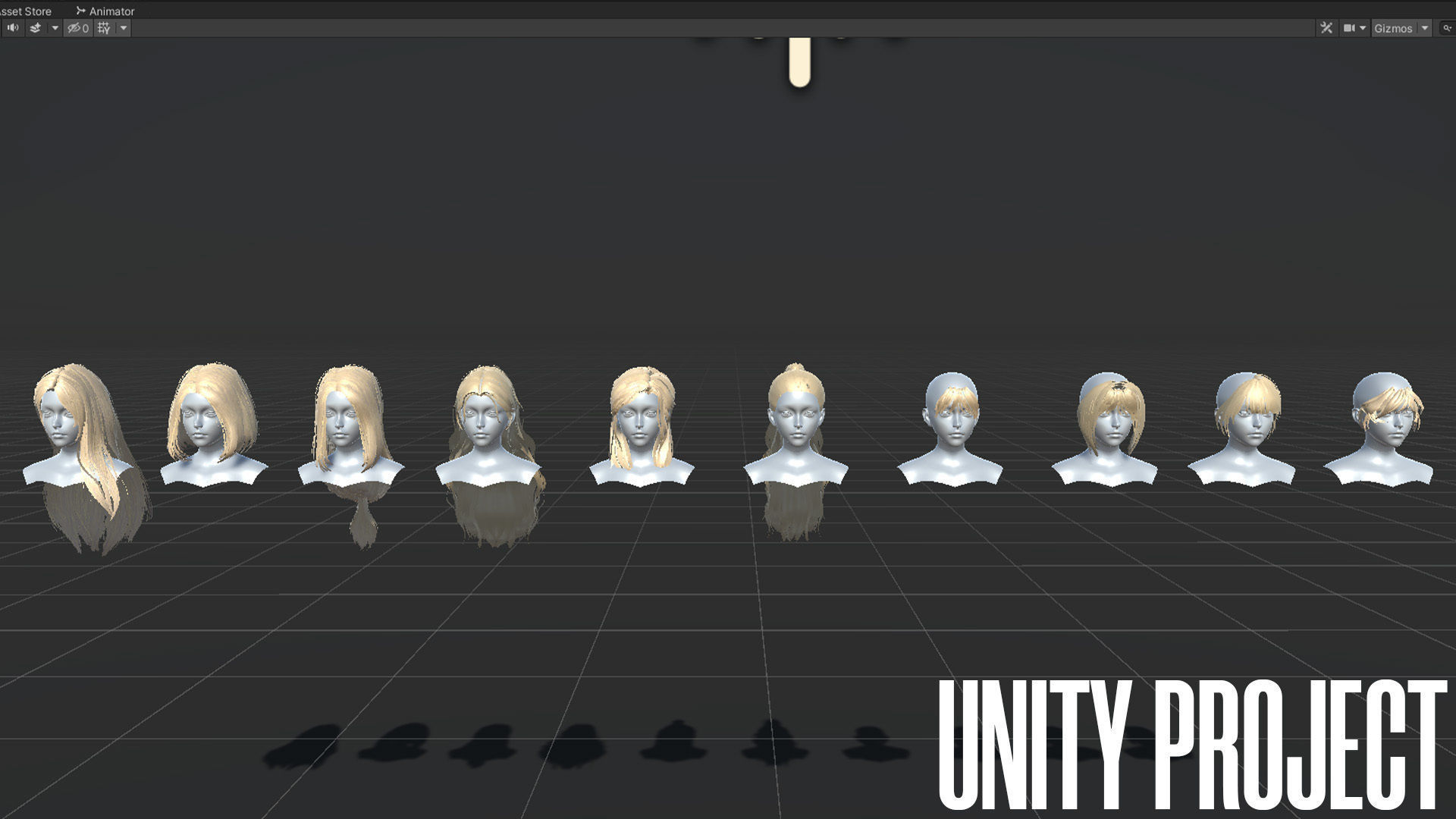 Female Hair Collection 03 - Game Ready Low-poly 3D model_11