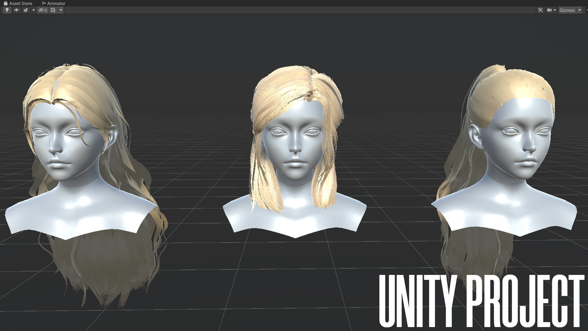 Female Hair Collection 03 - Game Ready Low-poly 3D model_13