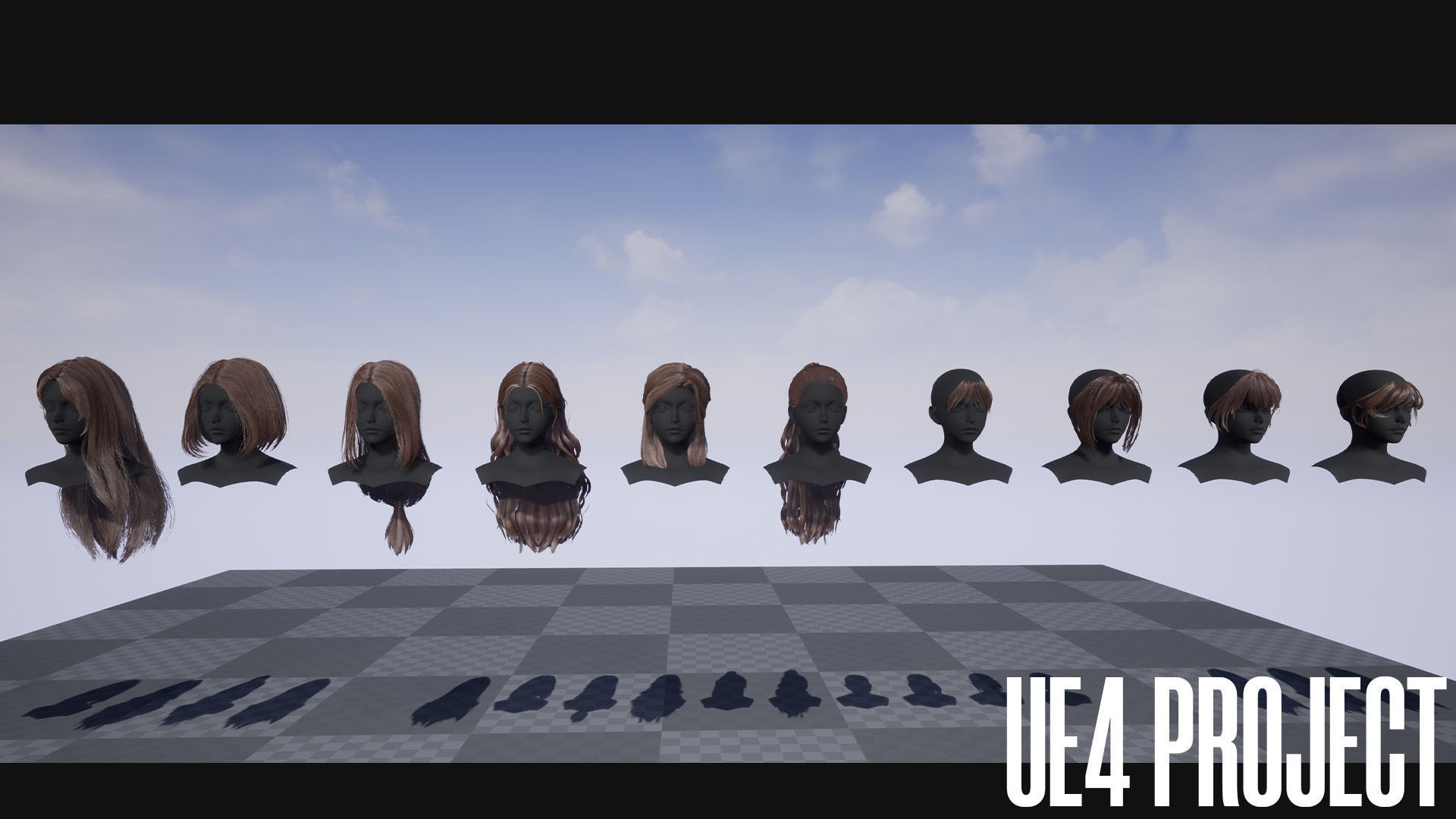 Female Hair Collection 03 - Game Ready Low-poly 3D model_21