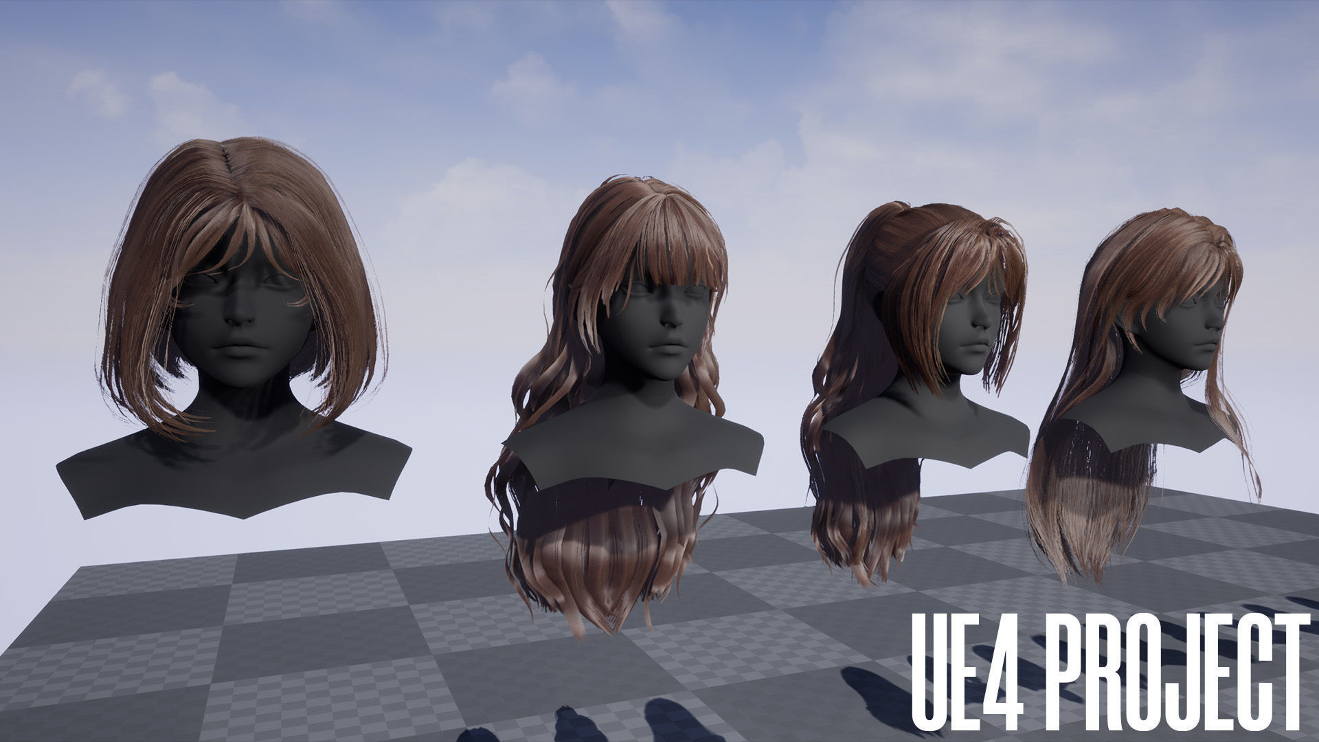 Female Hair Collection 03 - Game Ready Low-poly 3D model_22