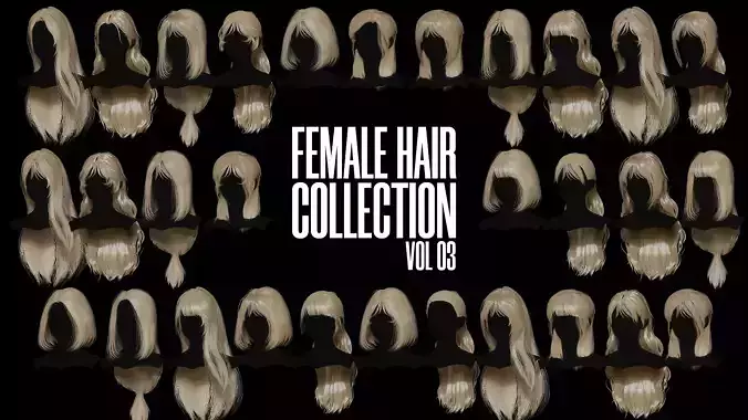 Female Hair Collection 03 - Game Ready Low-poly 3D model