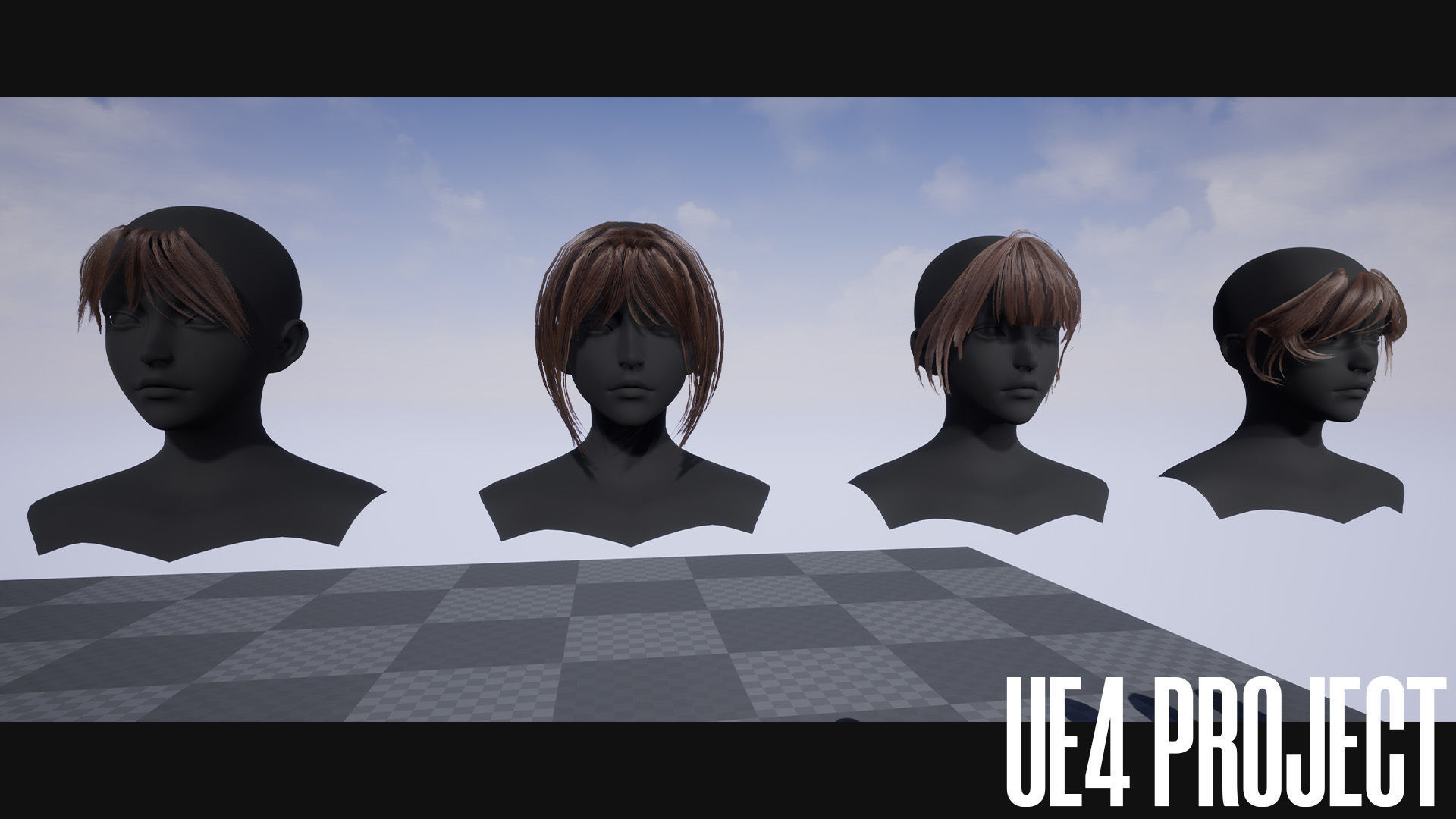 Female Hair Collection 03 - Game Ready Low-poly 3D model_18