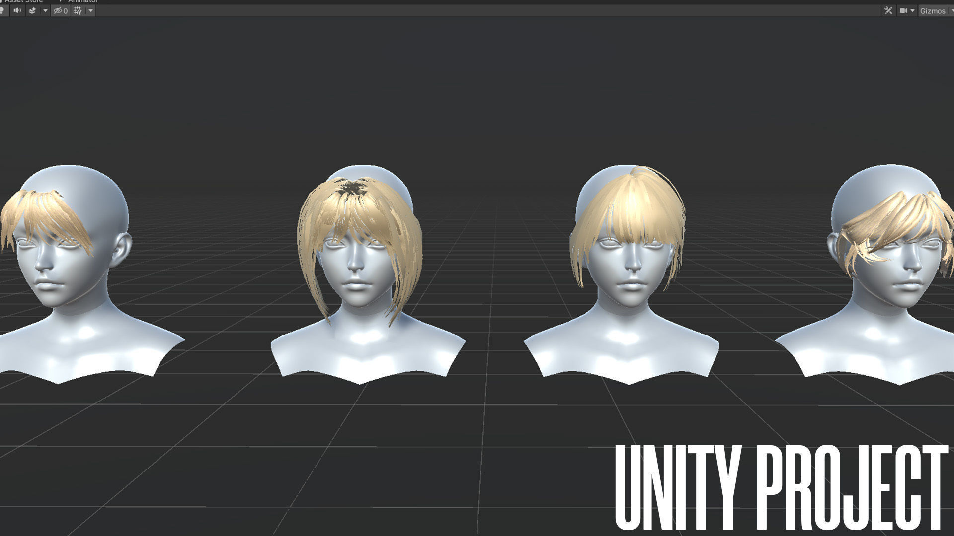 Female Hair Collection 03 - Game Ready Low-poly 3D model_12
